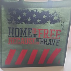Home Of The FREE Reusable Shopping Tote Bag Size 6×14.5×14.5″ Green Multicolor