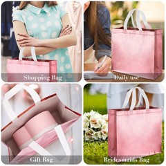 Weewooday 30 Pieces Glossy Reusable Grocery Bag Gift Bags with Handles for We…