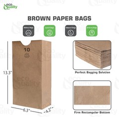 10 lb. Large Brown Kraft Paper Bag, Paper Lunch Bags, Small Snacks Bag 2000pcs