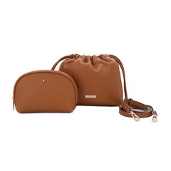 Mali+Lili Lola Beauty Bag Duo, Makeup Travel Cosmetic 9x3x7 Inches, Tan