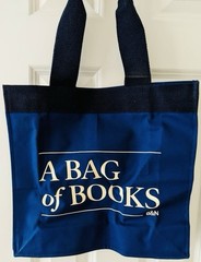 Barnes & Noble A Bag of Books Tote Blue Canvas Premium Member Bag NWOT re-wrap