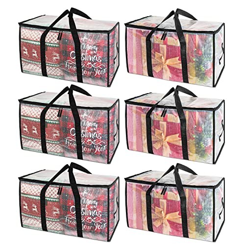Oversized Moving Bags with Reinforced Handles, Heavy-Duty Storage 6-Pack Clear