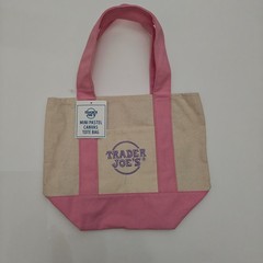 Trader Joe’s Mini Pastel Canvas Tote Bag – Pink – Limited Edition NWT 2024
