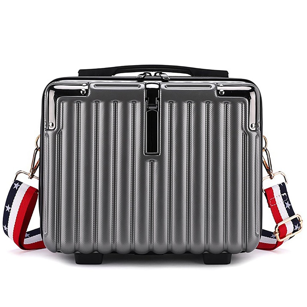 Duleylv Mini Suitcase Hard Shell Makeup Case Stress-Resistant ABS Dark Grey