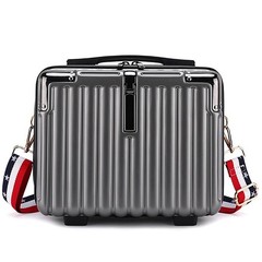 Duleylv Mini Suitcase Hard Shell Makeup Case Stress-Resistant ABS Dark Grey