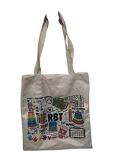 Canvas Foldable Reusable Shopping Bag Multicolor Beige All-Over Pattern