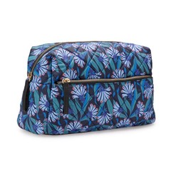 Amazon Essentials Women’s Quilted Travel Makeup Bag One Size, Blue Floral