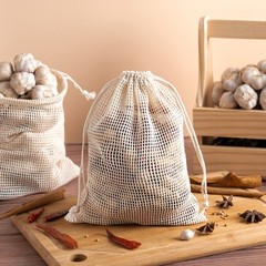 100 Percent Cotton Double Drawstring Mesh Bag Herb Nut Spice 6×8 Inch 5 PCS