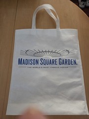 white reusable shopping bag features the iconic Madison Square Garden logo