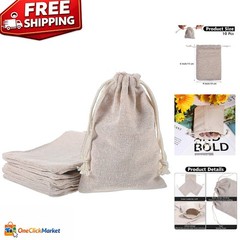 10pcs Eco-Friendly Cotton Drawstring Bags – Versatile Gift Pouches in Apricot