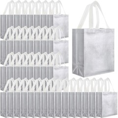 80 PCS Gift Bags Set Reusable Glossy Tote Handle 10x8x4.7 Inch Silver
