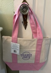 TRADER JOE’S MINI PASTEL CANVAS TOTE BAG PINK EASTER NWT LIMITED