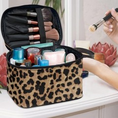 JEOCODY Leopard Print Makeup Pouch Multifunction Cosmetic One Size,