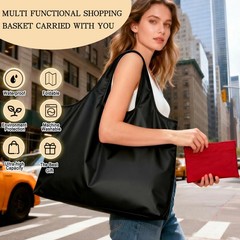 2 PCS Large Foldable Waterproof Reusable Grocery Bags Shopping Tote Travel