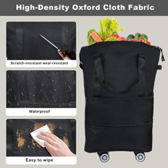 Reusable Grocery Bag on Wheels Shopping Bag with Wheels, Detachable Roller Tote