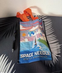 Small Space Needle Seattle Reusable Recycled Plastic Tote Bag