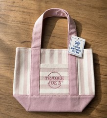 Trader Joe’s Mini Pastel Stripe Canvas Tote Bag Limited Edition, Pink, NEW 2026