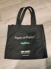 Lot/4 Vtg Walmart Paper Plastic Neither Reusable Tote Shopping Bag 14x13x7 Black