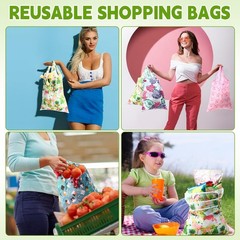 24 PCS Foldable Reusable Shopping Grocery Bag Recycle Travel Pocket Tote Bulk