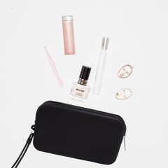 Silicone Small Makeup Pouch for Travel, Toiletry Bag Cute Black
