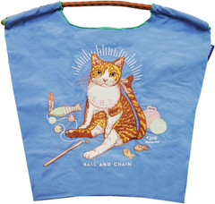 [US Tax Paid] Ball&Chain D.Baby Cat M Embroidered Shopping Bag Blue NEW