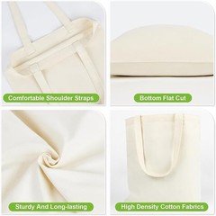 Canvas Tote Bag 4 Pack Reusable Cotton Shopping Bags Blank DIY Craft Tote Market