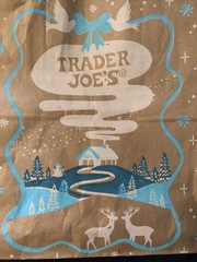 TEADER JOE’s Brown Paper Bag, Reusable Shopping Tote, Winter Print about 12 x 7”