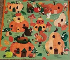 Home Goods-Cute Squirrels In Pumpkin Homes- Large Reusable Shopping Tote/Eco Bag