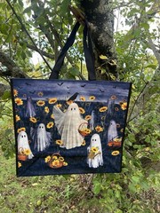 Halloween Ghosts 👻Baskets Sunflowers 🐦‍⬛ CROWS Bats Shopping Bag New🌼TJX🌼