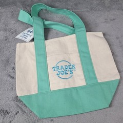 Trader Joe’s Mini Pastel Canvas Tote Bag Mint Green – New with Tags Spring 2026