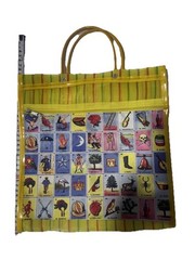 Loteria Reusable Mexican Market Mesh Bag Tote Bolsa De Mercado 15″ Yellow NWOT