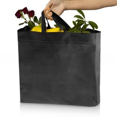 50 Pack Black Reusable Eco-Friendly Grocery Shopping Bags 12.6″x6.3″x11.8″ Du…