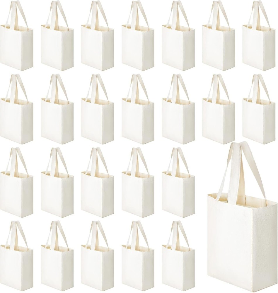 24 PC Mini Tote Bag Sublimation Blank Canvas Tote Reusable Grocery Bags DIY