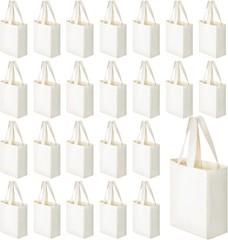 24 PC Mini Tote Bag Sublimation Blank Canvas Tote Reusable Grocery Bags DIY