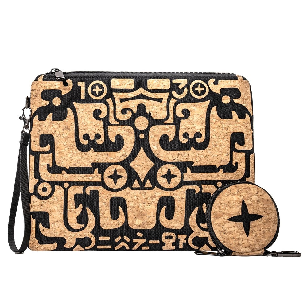 daaiurbags Wristlet Pouch Set 2-Piece for Women,Natural Cork Multicolor