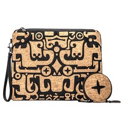daaiurbags Wristlet Pouch Set 2-Piece for Women,Natural Cork Multicolor