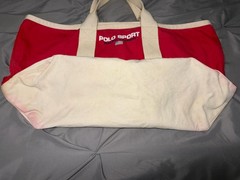 Vintage 90s Polo Sport Ralph Lauren Canvas Tote Beach Weekend Bag with USA Flag