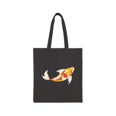 Koi Fish Illustration Cotton Canvas Tote Bag | Asian Koi Design