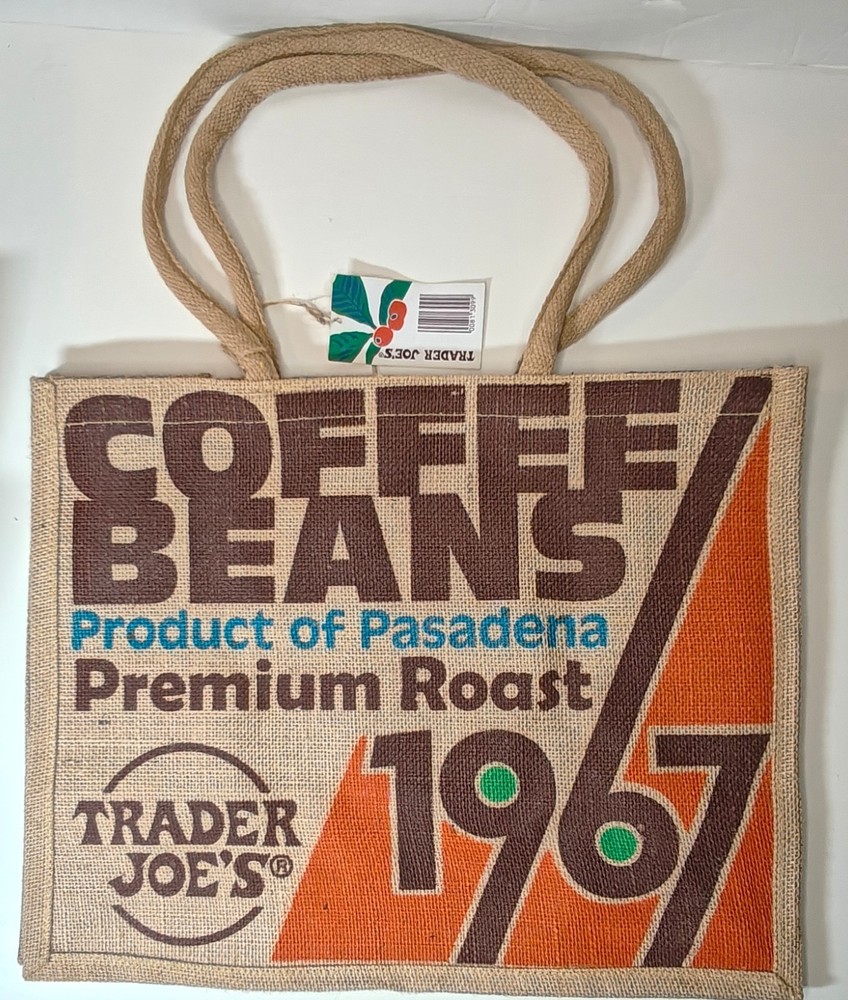 New Trader Joe’s 1967 Pasadena Coffee Beans 9 Gallon Tote Shopping Bag