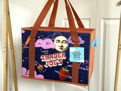 Trader Joe’s Stand Up Collapsible Shopping Tote Structured Bag Moon & Stars