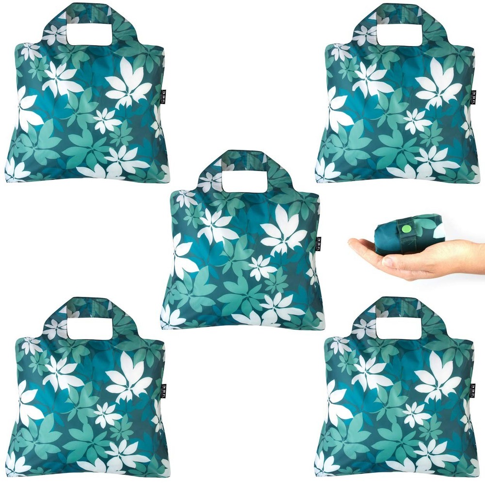 Reusable Grocery Bags- Pack of 5 Botanica Foldable Quality Shopping Tote Bag,…