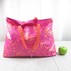 NWOT Water Resistant Reversible Pink Orange Tropical Tote Bag Target Open Story