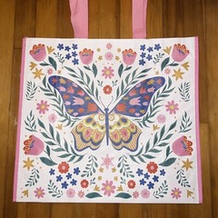 TJ Maxx Reusable Shopping Bag BUTTERFLY 🦋 & 🌸 FLOWERS Tote