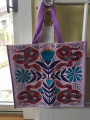 Snake Python Reptile Floral Design~Shopping Bag Reusable Tote Bag~Marshalls NEW