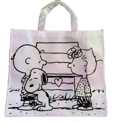 Peanuts Snoopy Reusable White Iridescent Jumbo Shopping Gift Bag Handled NWOT!