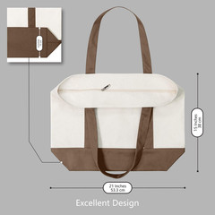 1-Pack Canvas Tote Bag with an External Pocket, Reusable Grocery Shopping Bag, T