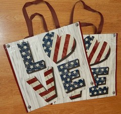 REUSABLE SHOPPING TRAVEL TOTE BAG LOVE USA ECO FRIENDLY TJMAXX NEW SET OF 2