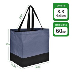 Canvas Reusable Grocery Bags Heavy Duty, 8.3 gal Foldable Large Tote Bag with Ha