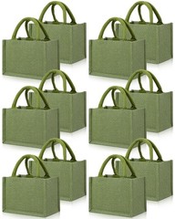Cunno 12 Pcs Burlap Tote Bag Mini Jute Reusable Bag with Handles Small Blank …