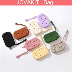 JOVAKIT Small Portable Silicone Makeup Bag for Women with Decorative Purple